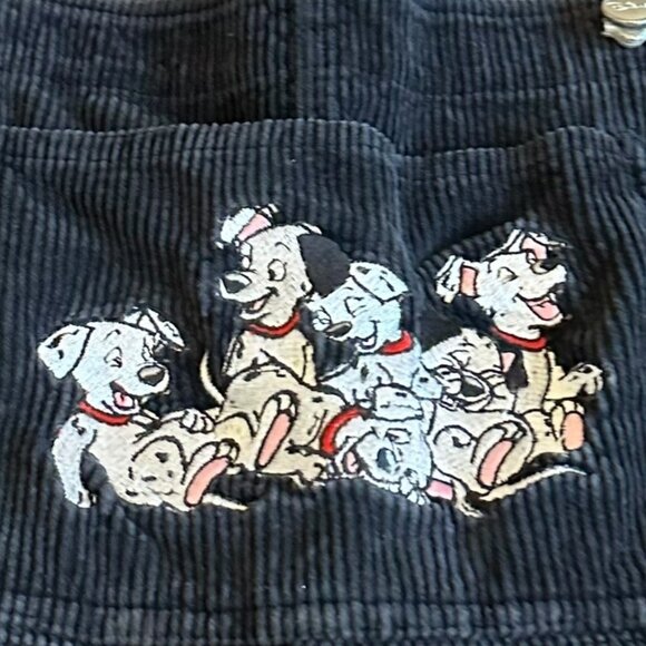 The Disney Store 101 Dalmatians Black Corduroy Overall Dress Retro Y2K 90s Med - Picture 3 of 12
